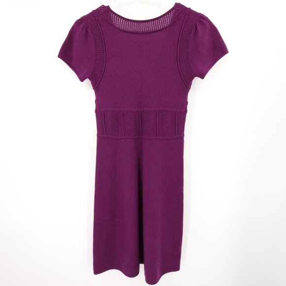 Catherine Malandrino Purple 100% Cashmere Dress Size Small V-Neck Crochet - Picture 7 of 7